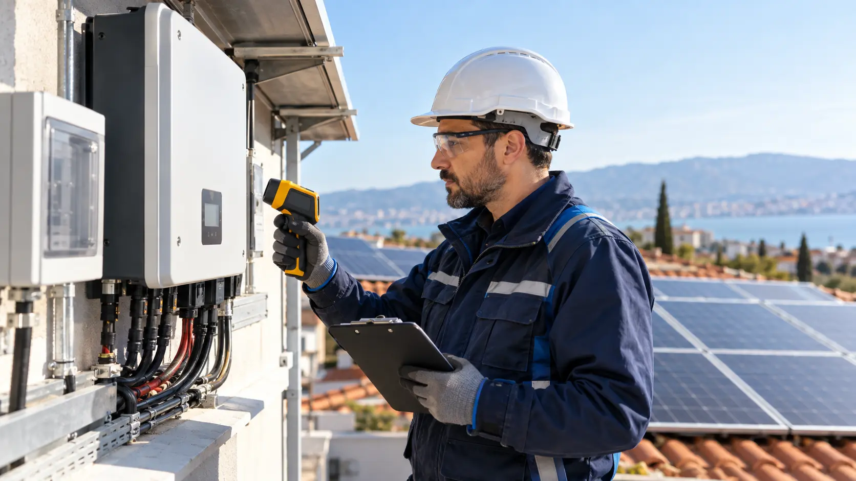 Güneş enerjisi sistemi inverter ve panel kontrol noktaları