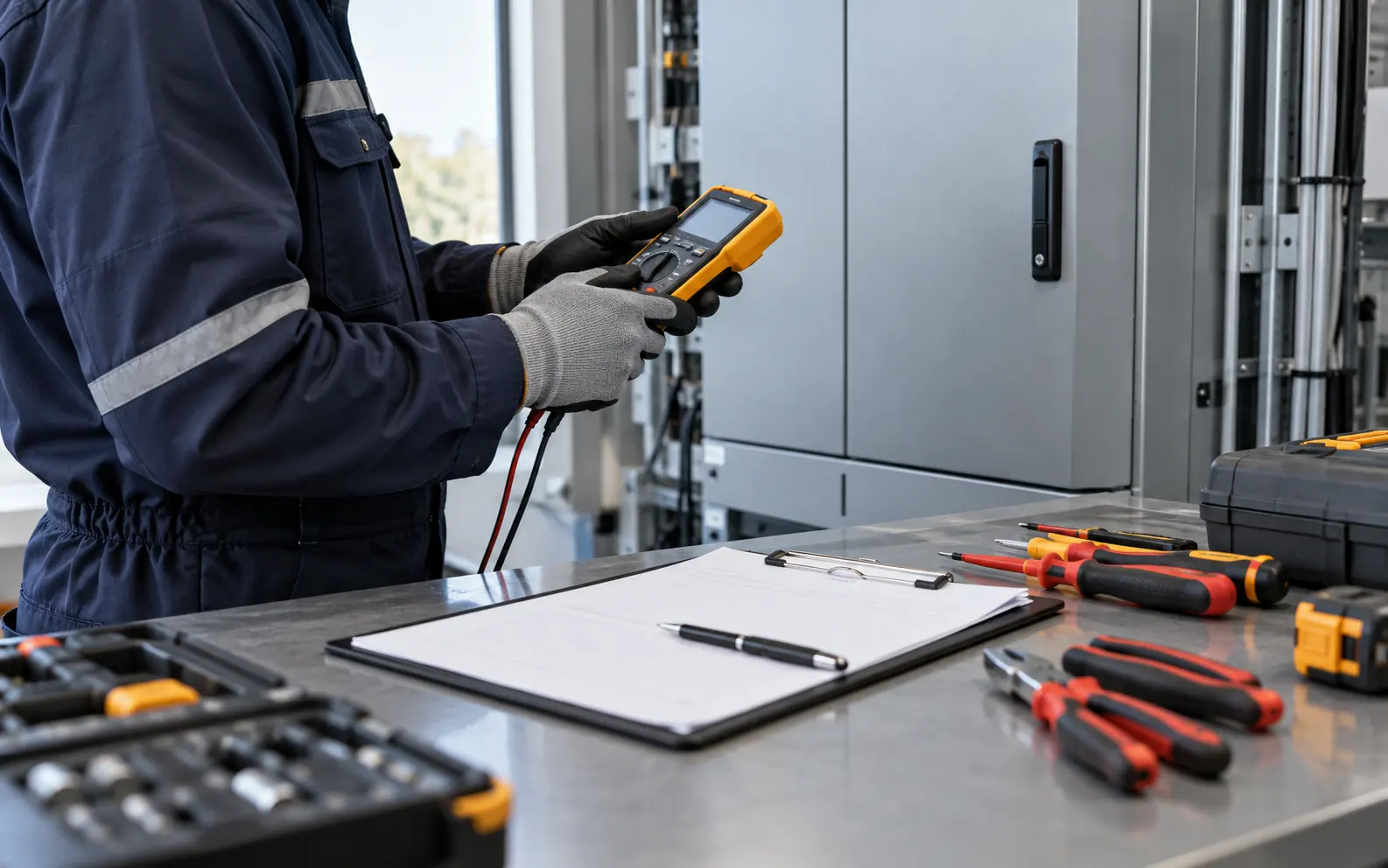 Ölçüm cihazı, iş formu ve düzenli ekipmanla yapılan teknik kontrol